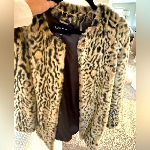 Steve Madden Faux Fur Coat Jacket Womens M Animal Print Tiger Leopard NWOT - Picture 1 of 2